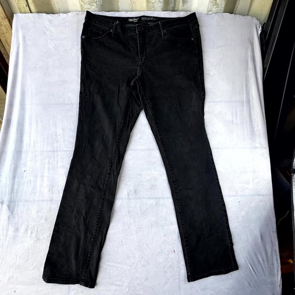 Mossimo Mid Rise Straight Jeans Women's 16L Black Denim Cotton Stretch Classic